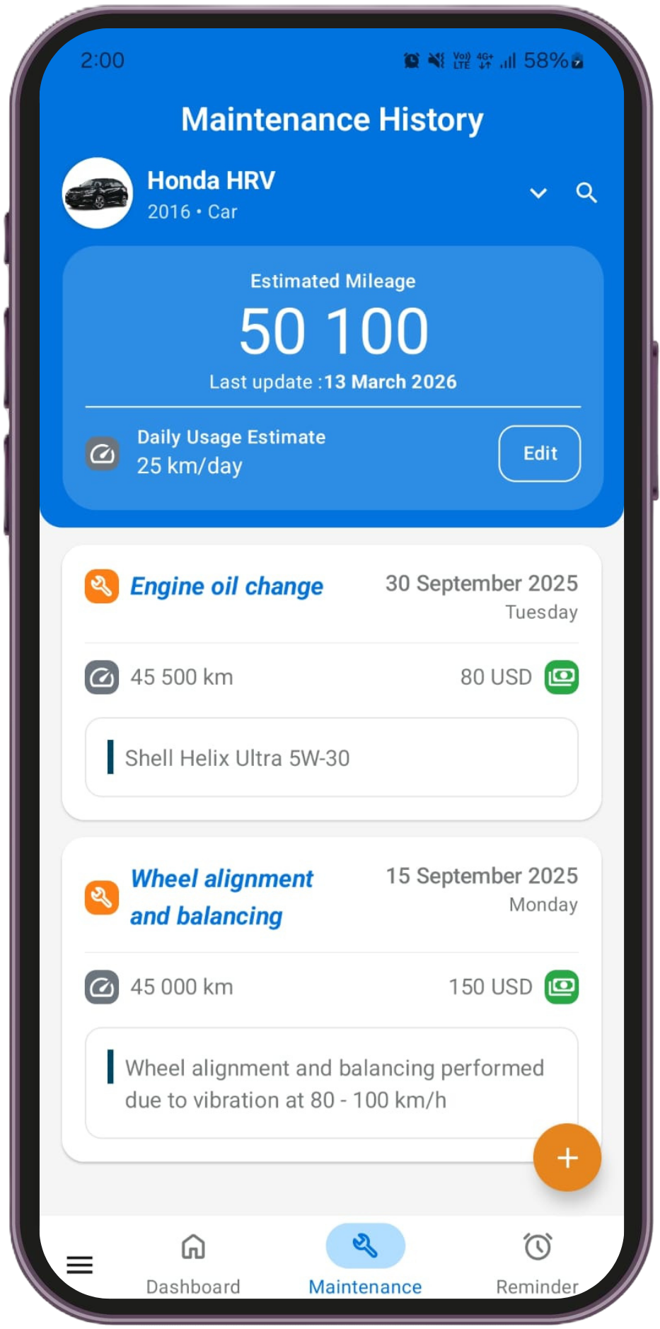 Vehicle Logs App